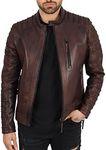 Luis Leather Leather Men's Biker Jacket Brown Large