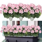 Weldomcor Artificial Flowers, 3 Bundles Outdoor and Indoor Fake Geranium, Silk Flowers Decoration, Faux UV-Resistant Geranium Bush for Hanging Garden, Porch, Window Box Decor, Light Pink