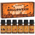 SALKING Halloween Fragrance Oils, Premium Essential Oils Gift Set, Diffuser Oils, Scented Oils for Soaps Candle Making - Pumpkin Pie,Caramel Apples,Candy Corn, Snickerdoodle, Caramel Corn, Apple Cider