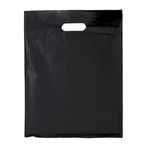 JeeJaan® 50 Pcs of Black Plastic Carrier Bags 15"x18"+3" - Strong Patch Handle Bags Ideal for Boutiques Clothes, Jewellery, Gifts, Retail and Shopping