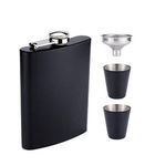 Simxen Stainless Steel Hip Flask with 2 Shot Glasses + Funnel,for Men and Women Perfect for Christmas and Holidays Hip Flask for Liquor or Wine Whiskey Alcohol Drinks Holder Pocket Bottle