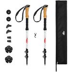 Cascade Mountain Tech Trekking Poles - Carbon Fiber Walking or Hiking Sticks with Quick Adjustable Locks (Set of 2), White