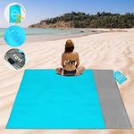 YOYI YOYI Yoyi Sand Free Beach Blanket 210T Polyester,Beach Mat Waterproof Sandproof For 2-7 Adults,Oversized 55'X69' Lightweight Pocket Blanket For Travel,Camping,Hiking,Music Festivals (Blue 69X82)