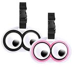 2 Pcs Luggage Tags for Travel Suitcase, Cute Eyes Name Tags Silicone Suitcase Labels Tags Suitcase ID Tag Travel Baggage Identity ID Labels Handbag Tag Labels for Kids Women Men Girls Boys