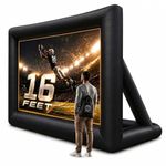KHOMO GEAR 16 ft Outdoor Projector Screen with Built-in Blower - Supports Front and Rear Projection - Includes Tie-Downs and Storage Bag - Inflatable Projector Screen