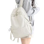 School Backpack for Women Men College High School Bag for Boys Girls Casual Daypack Laptop Backpack Waterproof Bookbag White