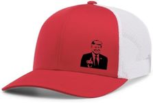 Trenz Shirt Company Mens Funny Political Trump Middle Finger Mesh Back Trucker Hat-Red/White