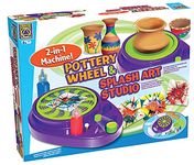 Small World Toys - 2 In 1 Pottery Wheel & Splash Art Studio Set, Air Dry Clay for Kids Modelling - Make Your Own Pottery - Painting Sets for Children - Arts & Craft Kits for Kids Age 8+