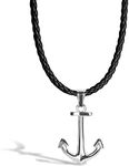 SERASAR Leather Chain Men Leather Necklace with Pendant - 60cm Silver - Leather Cord Chain with Jewelry Box for Men - Real Leather - Men's Gift - Leather Necklace Men Jewelry Band