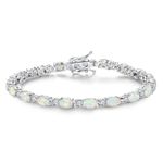 FANCIME Opal Tennis Bracelet, Sterling Silver October Birthstone Tennis Bracelets for Women, Fine Jewellery Mothers Day Christmas Birthday Gift for Women Girls