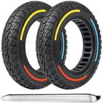 10X2.125 Inch Solid Tires for Electric Scooter,50/75-6.1 Replacement Wheel, 10X2.125 Rubber Tyre for Gotrax G4& Turboant X7 Pro& Segway Ninebot F25/F30/F40/F65& Hiboy S2 Pro/ S2 MAX-3 color-(2PCS)