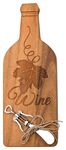 Boston International HKF15240 Wood Bottle Shaped Cheese Board with Spreader, 12-Inch, Brown