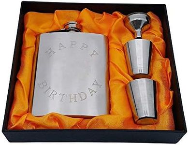Palm City Products Happy Birthday Flask Gift Set - 7 oz Flask Engraved with Happy Birthday