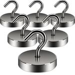 Neosmuk Magnetic Hooks, Cruise Ship Essentials, 100lb+ Heavy Duty Magnetic Hooks for Cruise Cabins, Refrigerator, Grill, Hanging, and Travel | Extra Strong Must-Haves Magnet Hook,Gunmetal,Pack of 6