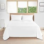 Comfy Nights 100% Egyptian Cotton King Size White Flat Bed Sheet 200 Thread Count Soft Fade, Shrinkage and Wringle Resitan, White - King