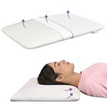 MY ARMOR Memory Foam Pillow Ultra-Thin Size, Orthopedic Pillow for Sleeping & Neck Pain Relief | 24.5 x 16 x 2.5 Inches | with Removable Zipper Cover, White, Pack of 1