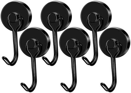 LOVIMAG Magnetic Hooks, 80LBS Neodymium Magnet Hooks Swivel Strong Magnetic Hooks for Hanging, Black Magnets with Hooks for Cruise Cabins, Refrigerator, Grill, Metal Door, Locker -6 Pack