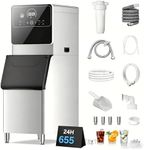 Commercial Ice Maker Machine 655 Lbs/24H Industrial Ice Maker Machine Commercial Ice Machine with 400Lbs Storage, Ice Ready in 5-12 min, Stainless Steel Ice Maker for Bar Cafe Business Restaurant