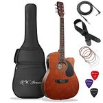 Jameson Guitars Full Size Thinline Acoustic Electric Guitar with Free Gig Bag Case & Picks Brown Right Handed