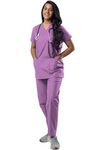 UNIFORM CRAFT Women’s Scrub Suits DSVX || 4 pocket scrubs | Ideal for doctors, dentists, vets, nurses & healthcare professionals (Lavendar, L)