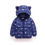 Hooded Coat for Kids Winter Jacket Toddler Padded Coat Warm Puffer Jacket Infant Waterproof and Lightweight Outwear Long Sleeve for Boys Girls 3-4 Years