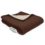 Serta Sherpa Microfleece Reversible Electric Heated Throw, Chocolate