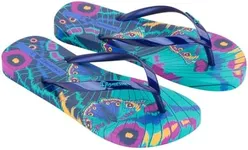 Ipanema Animale Print Fem Womens Flip Flops - Comfortable Animal Print Flip Flops for Women, Women's Flip Flops w/Arch Support, Bright Colorful Summer Sandals for Women, Green/Pearly Blue, Size 6