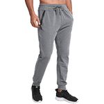 JustDay Mens Sweatpants Jogging Pants for Men Joggers Track Pants Sweat Gym Workout Running Athletic Pants with Zipper Pockets Grey Large