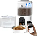 Romiromi Automatic Cat Feeder with Camera and Water Fountain 1080P HD Video 2.4G&5G WiFi Timed Auto Feeder with APP Control,Multiple Cats, Detachable for Easy Clean-White