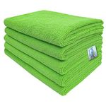 SOFTSPUN Microfiber Cloth - 5 pcs - 40x60 cms - 340 GSM Green - Thick Lint & Streak-Free Multipurpose Cloths - Automotive Microfibre Towels for Car Bike Cleaning Polishing Washing & Detailing