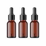 PACKCESS 15ml Amber Glass Dropper Bottle With All Black Silicon Teat | Refillable, Reusable | Leak Proof For Essential Oils, Blends | DIY Face Oil & Perfume Bottle (15, Round, 24, UGA-1)