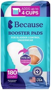 Because Premium Incontinence Booster Pads for Men and Women, Adds Extra Absorbency to Adult Diapers, Super Soft, Adhesive Strip Backing, Unisex, 180 Count (9 Packs of 20)