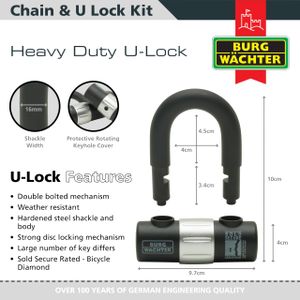 Burg-Wachter Bike Chain and Lock Kit, 1.5M Sold Secure Gold – Black