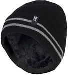 HEAT HOLDERS - Mens hi vis Reflective Outdoor Winter Thermal Knitted high Visibility Turnover hat in Orange and Yellow (One Size, Hi Vis Black)