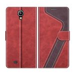 MOBESV Phone Cover For Samsung Galaxy S4, Flip Wallet Case for Samsung Galaxy S4 Phone Case, Red/Dark Purple