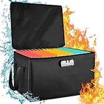 File Box with Lock,Collapsible Fireproof Document Box,Stands up The Temperature up to 2000℉Fireproof Document Bag Portable Important Document Organizer for Office, Home or Travel, for Files Letter