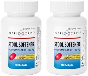GeriCare Docusate Sodium Stool Softener - 100mg Gentle Stimulant Laxative Softgels for Men & Women- Constipation Relief - Adults Daily Bowel Movement Laxative (Pack of 2)