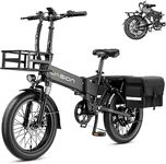 Jasion EB7 2.0 Electric Bike for Adults, 850W Peak Motor 28MPH Max Speed Folding Ebike, 48V 10AH Removable Battery, 20" Fat Tire with Dual Suapension, 7-Speed Electric Bicycles, UL Certifiled