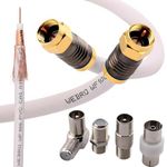 Duncan Duck (1mtr) Coaxial TV Aerial Cable + Satellite Cable + Virgin Media Cable - Male to Male + Male to Female - WF100 All Copper Coaxial Cables - Gold Plated Compression Connectors.