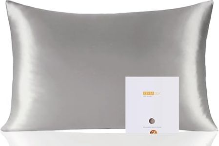 ZIMASILK 100% Pure Mulberry Silk Pillowcase for Hair and Skin Health,Soft and Smooth,Both Sides Premium Grade 6A Silk,600 Thread Count,with Hidden Zipper,1pc (King 20''x36'', Gray)