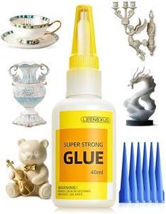 LEENEXUS Super Glue for Ceramic – 40ML Liquid CA Adhesive | Heavy Duty Instant Bond, Waterproof Clear Repair with 6 Precision Tips for Porcelain, Pottery, China, Stoneware, Clay & More