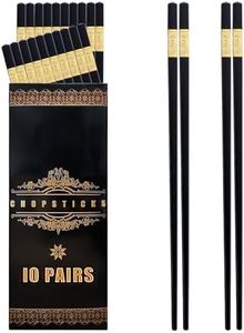 BEWOS 10 Paare Schwarz Legierung Essstäbchen- 9.5 Zoll, Spülmaschinenfest Essstäbchen, Legierung Essstäbchen, Wiederverwendbare Chinesische Essstäbchen, Anti-Rutsch