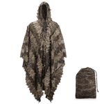 AnExer Ghillie Suits, 3D Leafy Camo Poncho Camoflage Woodland Cape Ghillie Suit for Turkey Hunting Bird Watching Military Training Outdoor Gaming Airsoft Halloween