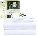 California Design Den Rayon from Bamboo Sheets, King 4 Piece Sheet Set, Luxury Cooling Sheets King Size Bed, White Sheets with Deep Pocket Fitted Sheets (King, White)