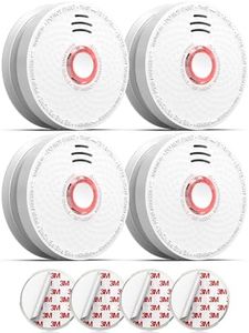 Jemay Smoke Detector, 10-Year Photoelectric Technology Smoke Alarm, 9V Battery Operated Smoke Detector Fire Alarms with Test Button & Low Battery Signal, Fire Alarm for Home, Bedroom, GS528A-C, 4-Pack