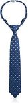 LUTHER PIKE SEATTLE Boys Tie - 14-inch, Adjustable Zipper Ties for Kids - Dots - Navy Blue/White