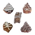 Royal Kraft Tree Wooden Printing Stamps (Set of 5) - DIY Henna Fabric Textile Paper Clay Pottery Blocks Htag2217