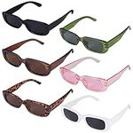 FANTESI 6 Pcs Retro Rectangle Sunglasses Vintage Square Sunglasses Fashion Vintage Square Frame Glasses For Women Men