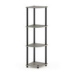 Furinno 12078GYW/BK Turn-N-Tube 4-Tier Multipurpose Corner Display Rack, French Oak Grey/Black