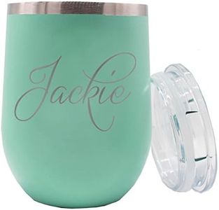 The Wedding Party Store Personalized 12 oz Insulated Stemless Wine Tumbler - Custom Engraved and Monogrammed (Teal Blue)